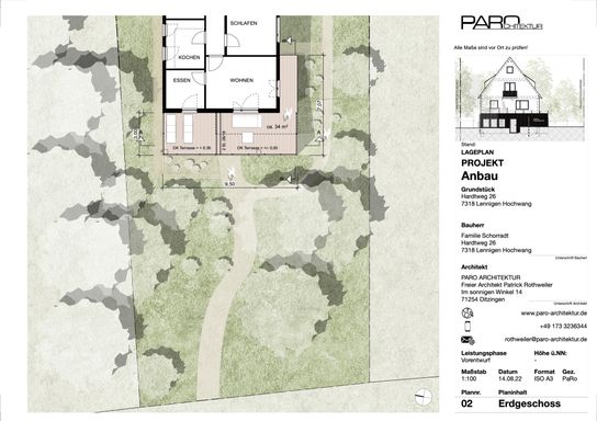 Lageplan Grundriss Anbau aus Holz